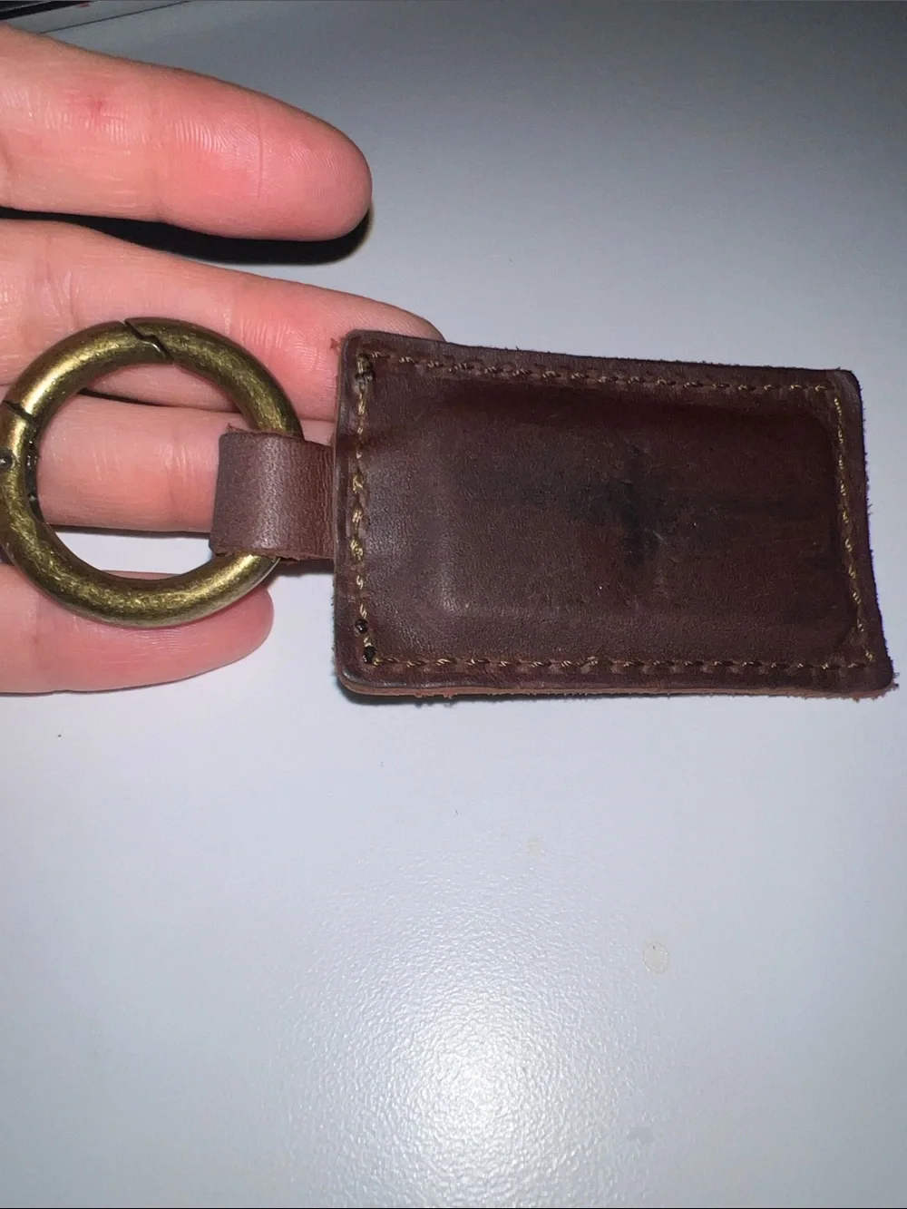 Brown Leather Key & Card Holder with Brass Ring-Bagnet